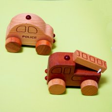 画像20: ミニカー4個セット 働く車シリーズ パトカー 消防車 救急車 ミキサー車 (20)