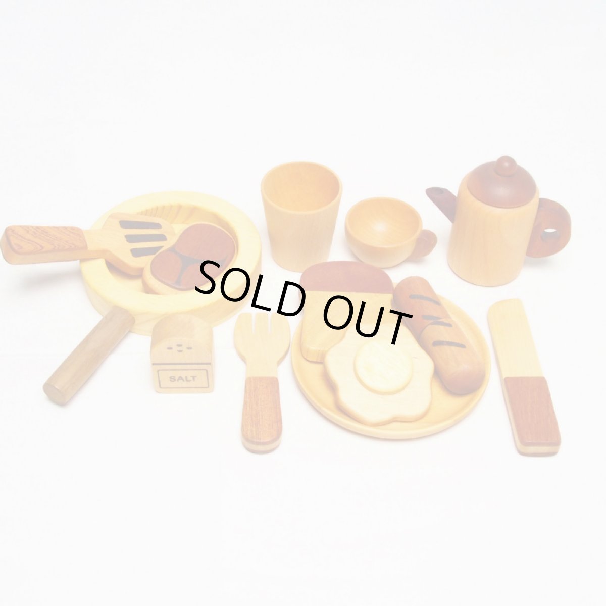 画像3: 【在庫一掃SALE】訳あり品 特別価格 木製おままごと プチシェフ フライパンクッキングセット ティーポット フライパン 食材入り おままごと ままごとセット (3)