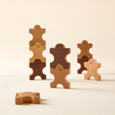 画像3: 木のおもちゃ 積み木 知育玩具 1歳 2歳 木製人形ブロック 組んであそぼうともだち ドミノ9P (3)