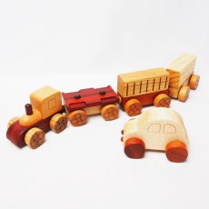 画像12: 木のおもちゃ 赤ちゃん 知育おもちゃ 汽車遊びセット 磁石連結 のりものおもちゃ 名入れ収納バッグプレゼント (12)