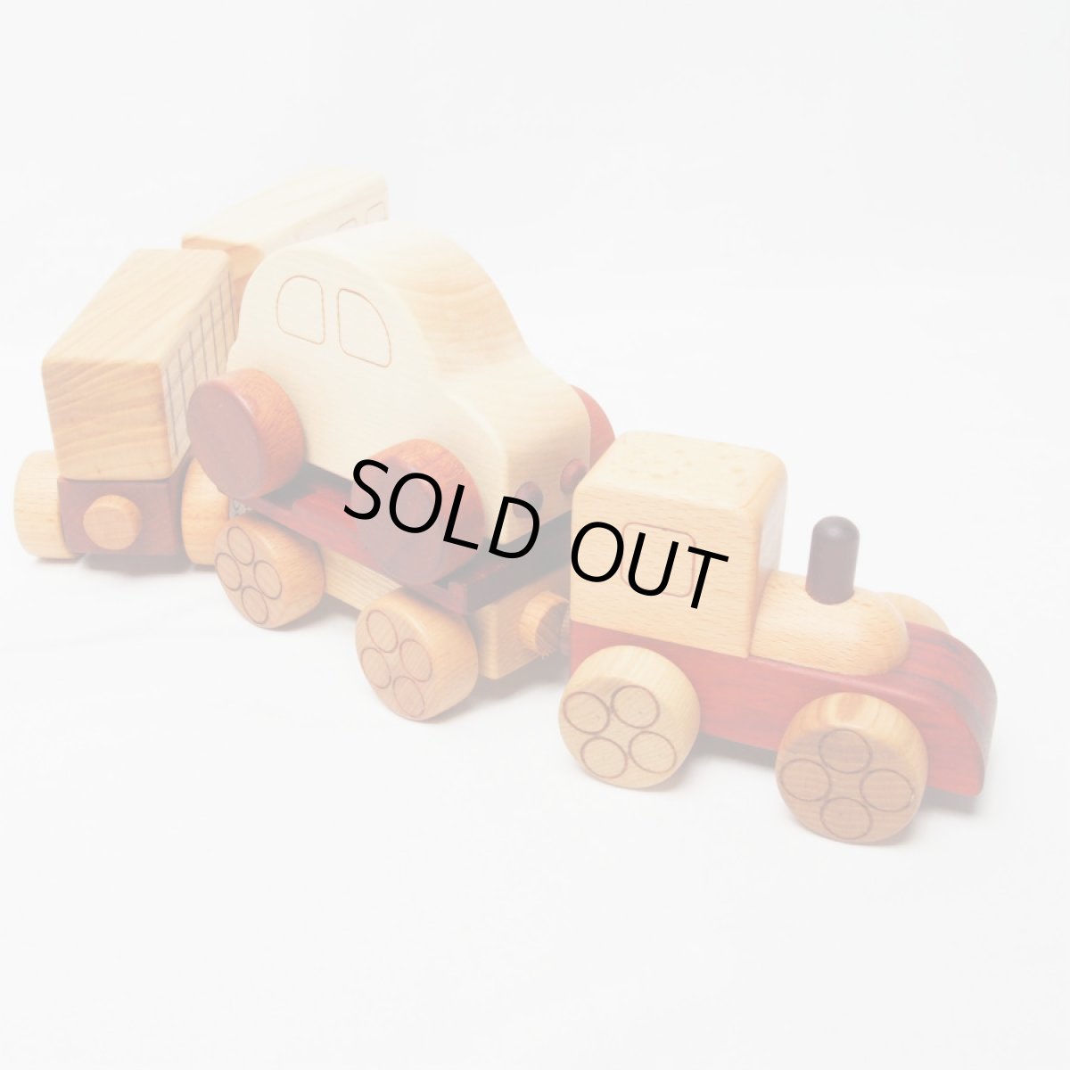 画像5: アウトレット特別価格 木製 汽車セット 磁石連結 のりものおもちゃ ミニカー入り (5)