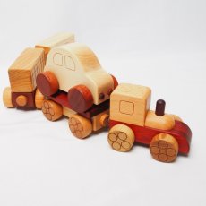 画像6: 木のおもちゃ 赤ちゃん 知育おもちゃ 汽車遊びセット 磁石連結 のりものおもちゃ 名入れ収納バッグプレゼント (6)