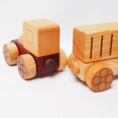 画像9: のりものいっぱいセット 磁石連結 汽車＋ミニカー3個入り 木のおもちゃ 知育玩具 機関車 貨物車  トレーラー 乗用車 (9)