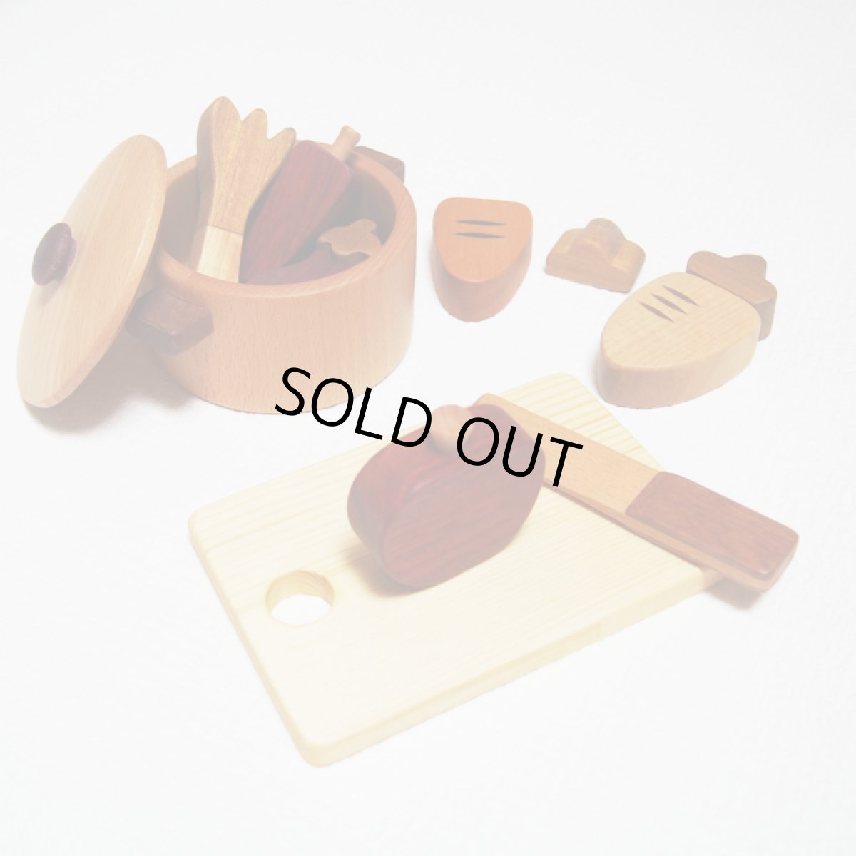 画像2: 木製おままごと 食材 鍋 ことことお料理セット 木製おもちゃ おままごとセット 両手鍋 食材 食器 (2)