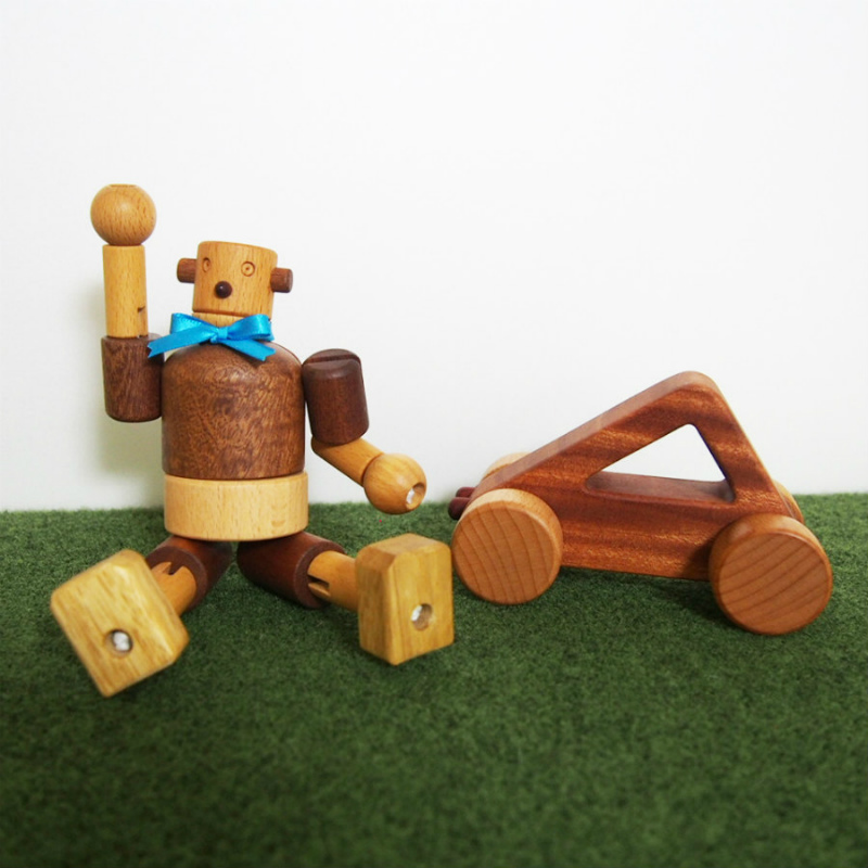 木のおもちゃ 赤ちゃんおもちゃギフト 名入れ ロボットくんとドライブ 木製ロボット人形 車おもちゃセット 木のおもちゃ 知育玩具 木のおもちゃと子ども家具スプソリ