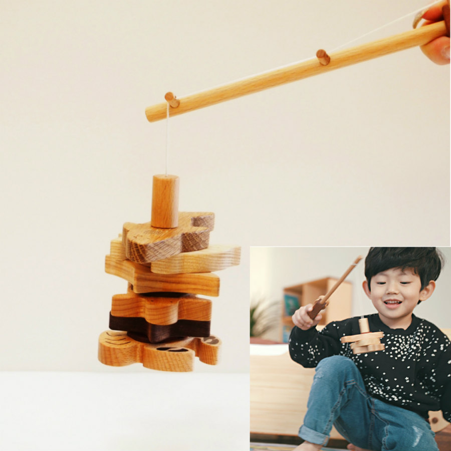 木のおもちゃ 木のおもちゃ 魚釣り 魚つり遊びセット つりざお 磁石つきお魚８個入り 木のおもちゃと子ども家具スプソリ