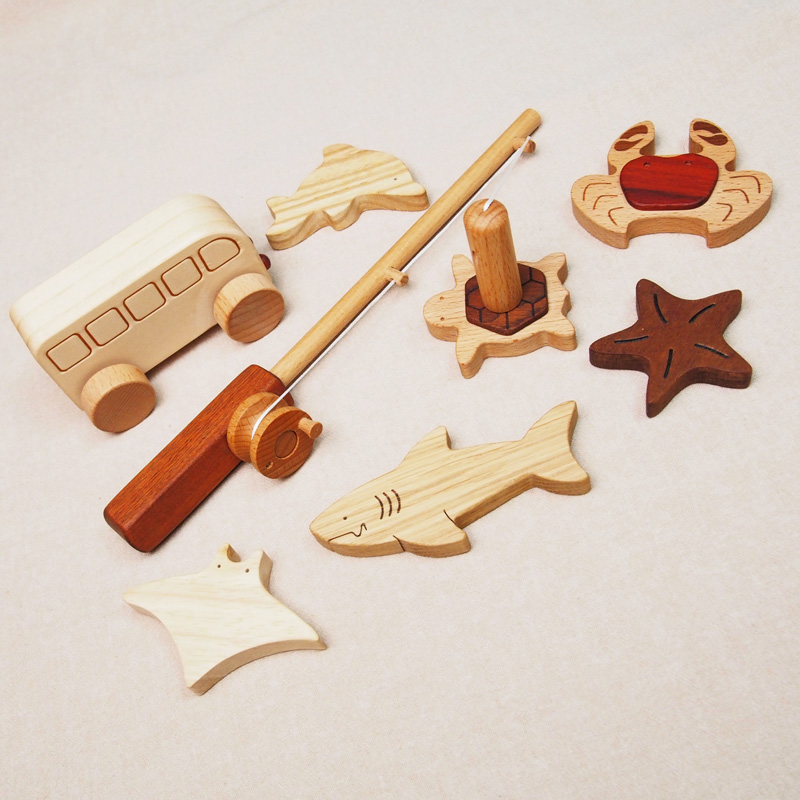 木製おもちゃ 魚釣り 釣り 魚 木のおもちゃ 知育玩具 アルファベット 幼児 - 知育玩具