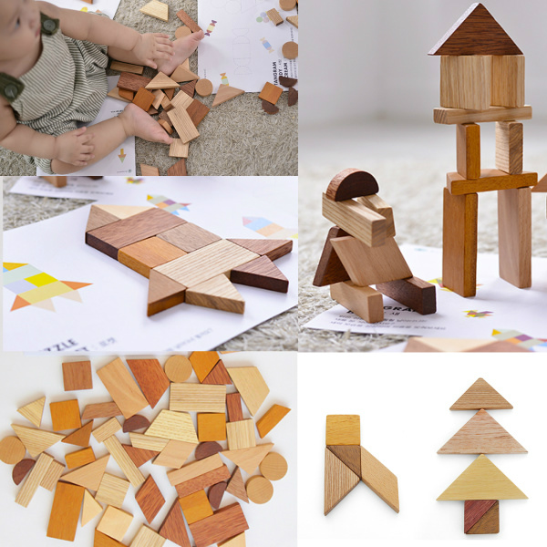 画像1: 知育玩具 3歳  図形いっぱい 組み合わせ パズル 色々な形を作ってみよう 遊び方ガイドつき (1)